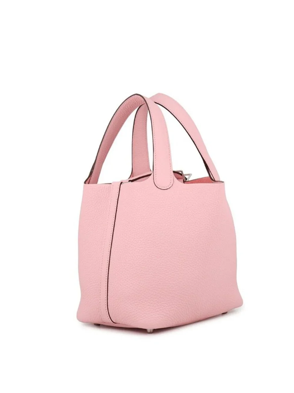 Hermes Handbag Picotin Lock PM Rose Sakura Silver Taurillon Clemence Tote